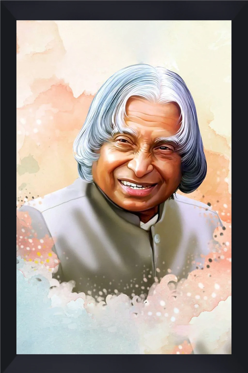 APJ Abdul Kalam watercolour framed portrait – close up