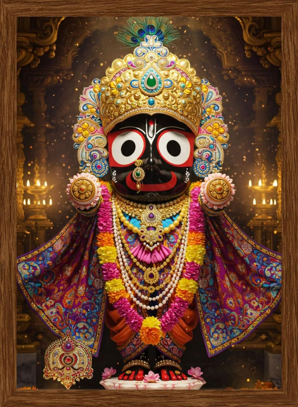 Lord Jagannath premium HD framed wall art with wooden frame