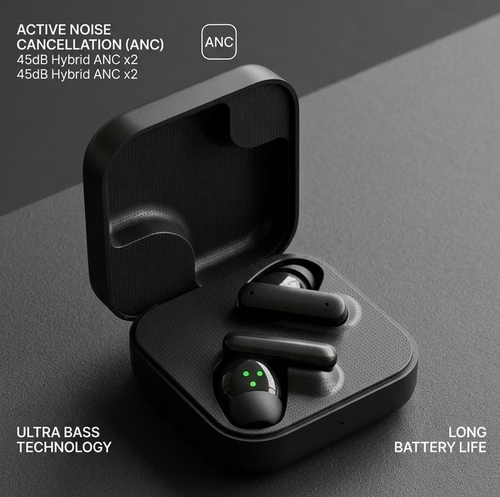 TWS Earbuds with ANC in charging case