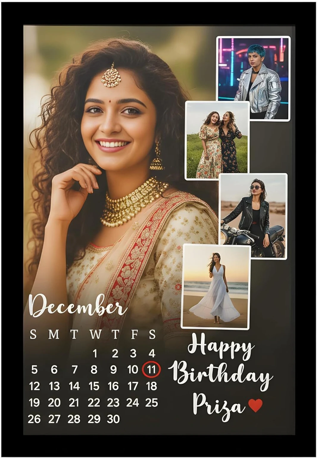 Personalized birthday calendar frame sample - Happy Birthday Priza