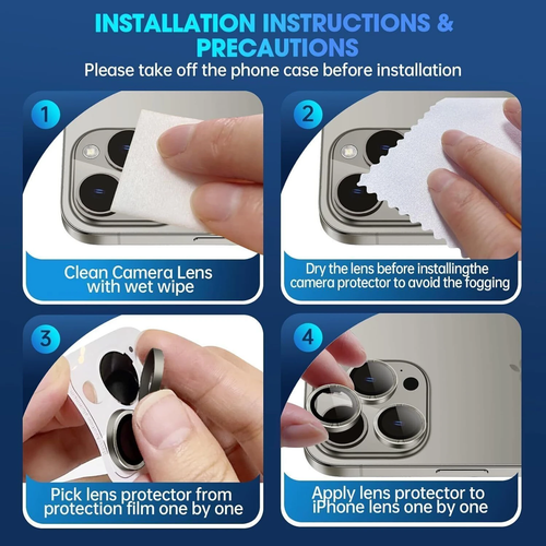 Installation instructions for camera lens protector