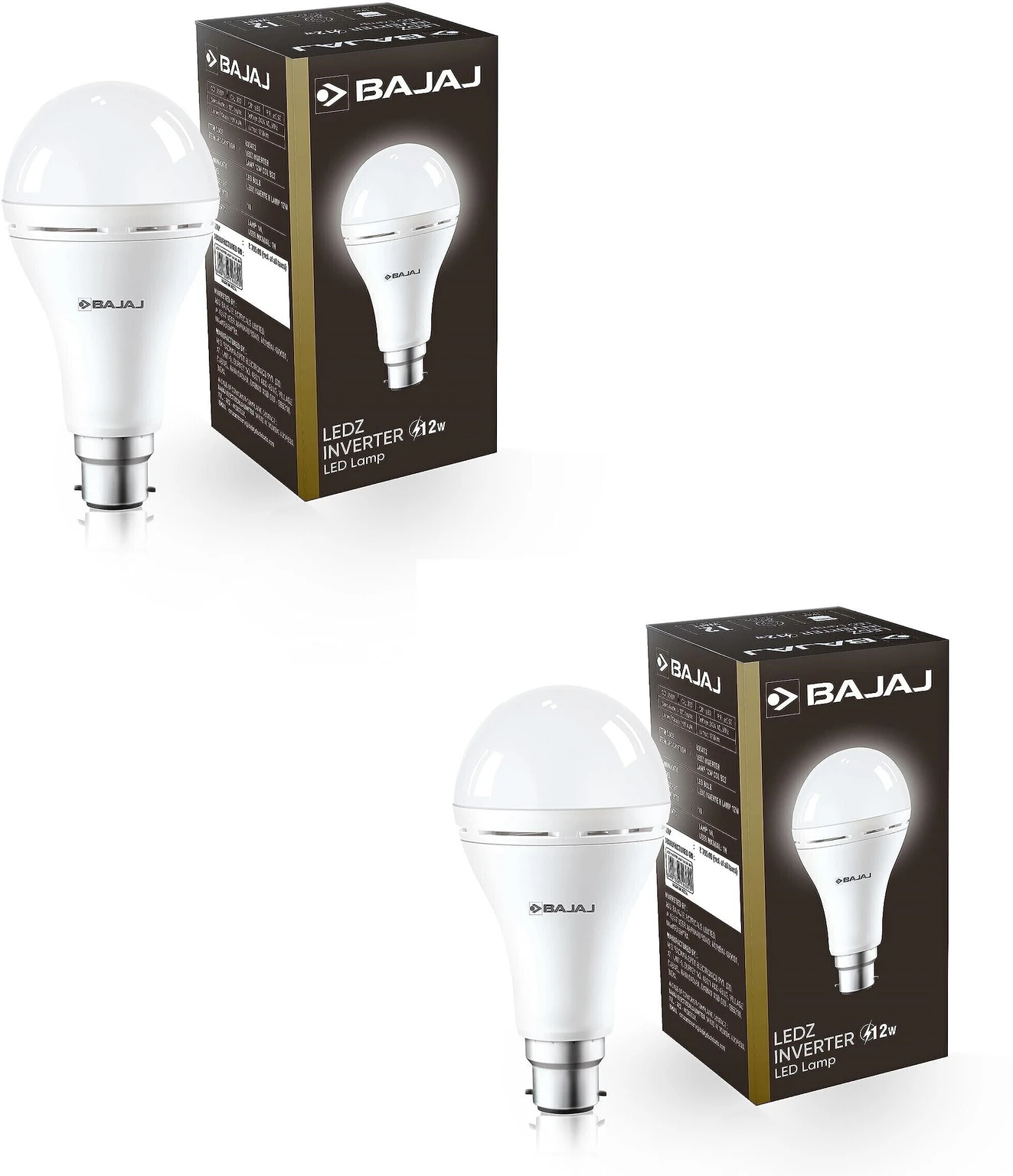Bajaj LEDZ Inverter 12W LED Lamp Pack of 2 with box