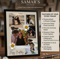 Samar's Brand Story Frame Personalized 4-Photo Collage with Daisy Floral Accents