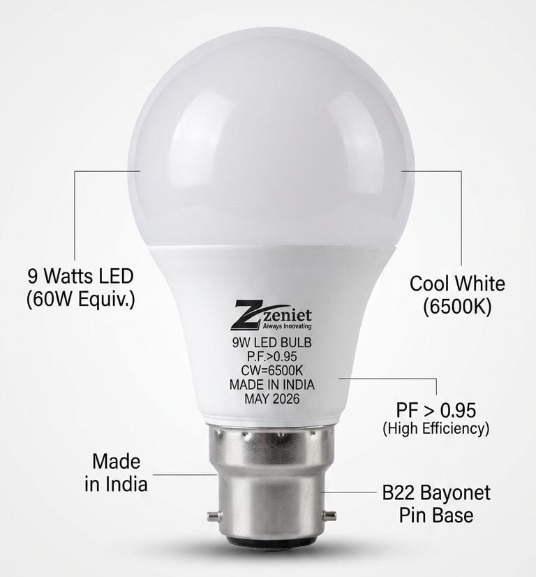 Zeniet 9W LED Bulb B22 Cool White 6500K