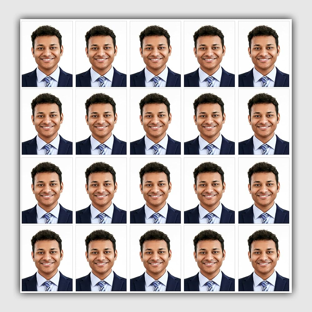 Passport size photo print - 20 photos sheet