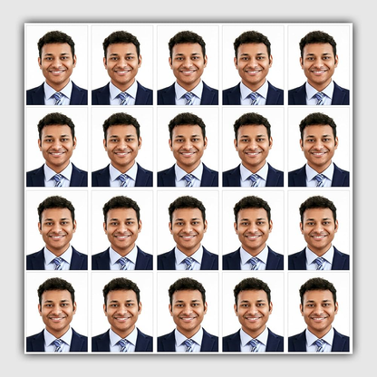 Passport size photo print - 20 photos sheet